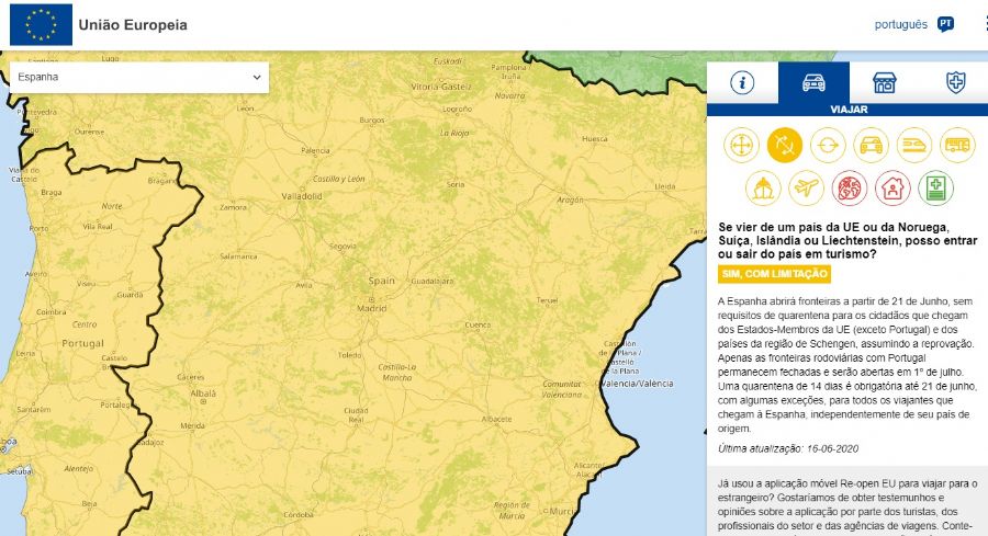 Mapa interativo reúne dados de restrições de viagens à Europa